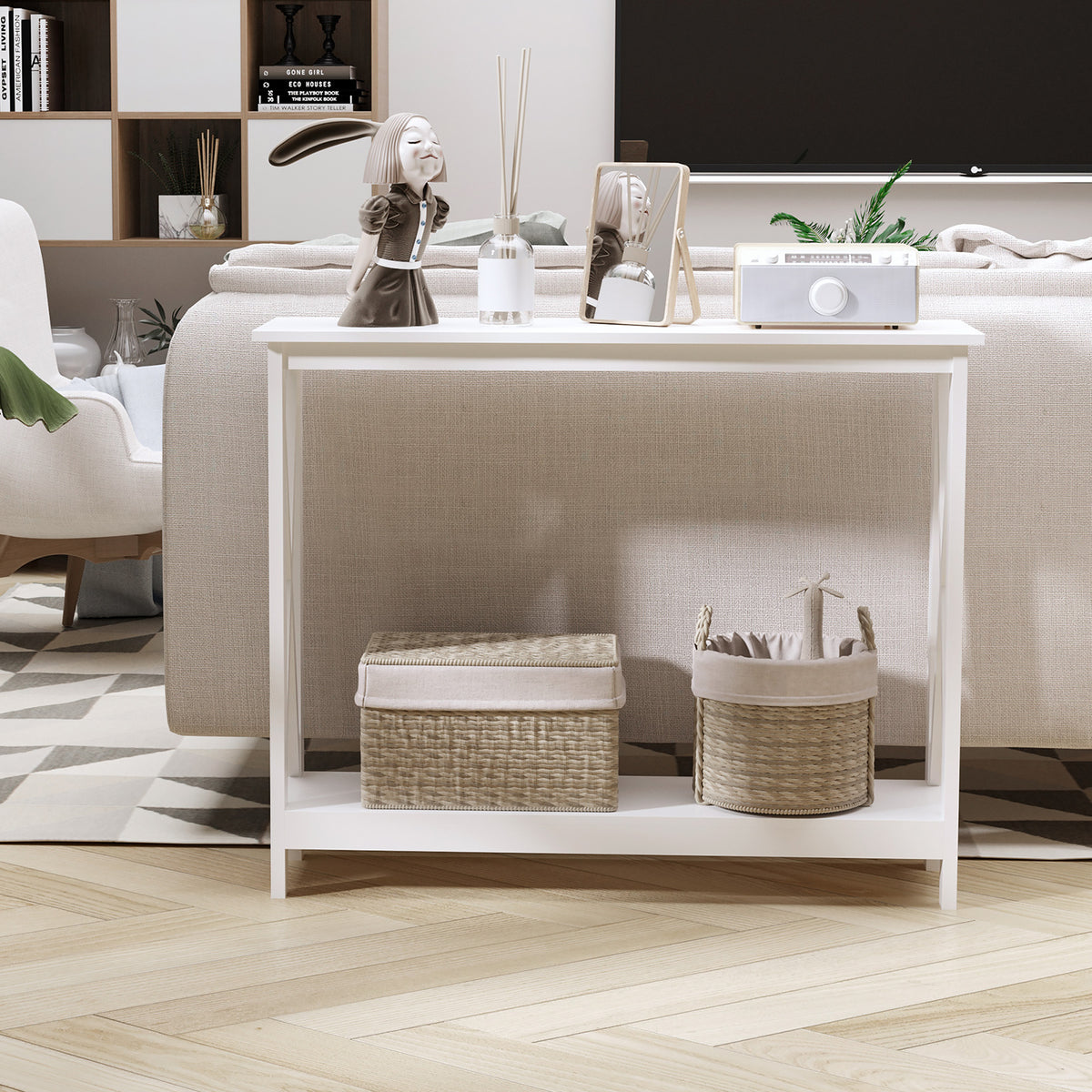 40" 2-Tier X-Design Console Table
