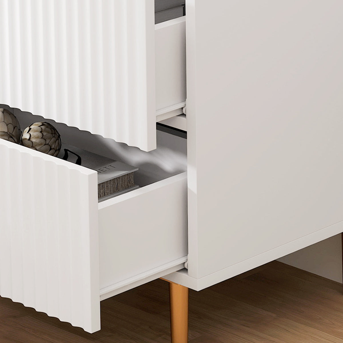 Modern 2-Drawer Nightstand with Metal Legs – 19"W x 22"H