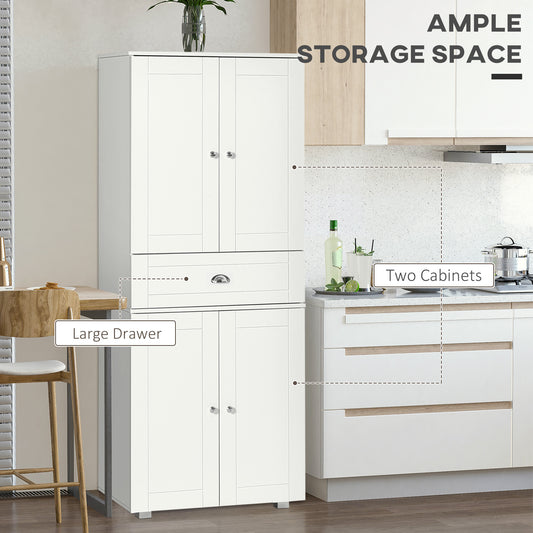 Modern Kitchen Pantry Storage Cabinet with 4 Doors and 3 Adjustable Shelves – 29"W x 73"H