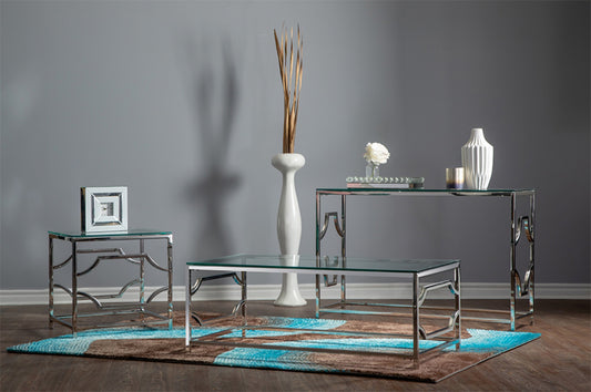 Glass Coffee Table with Chrome Base