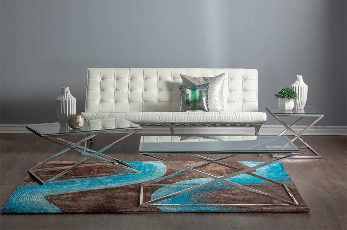 Glass Coffee Table with Chrome Frame