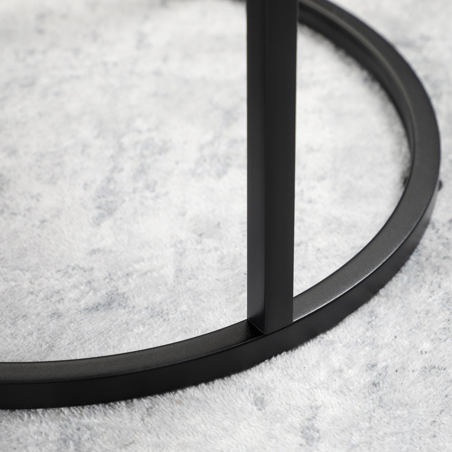 Modern Round Nesting Coffee Table Set, Faux Marble Top, Metal Frame, 2-Piece