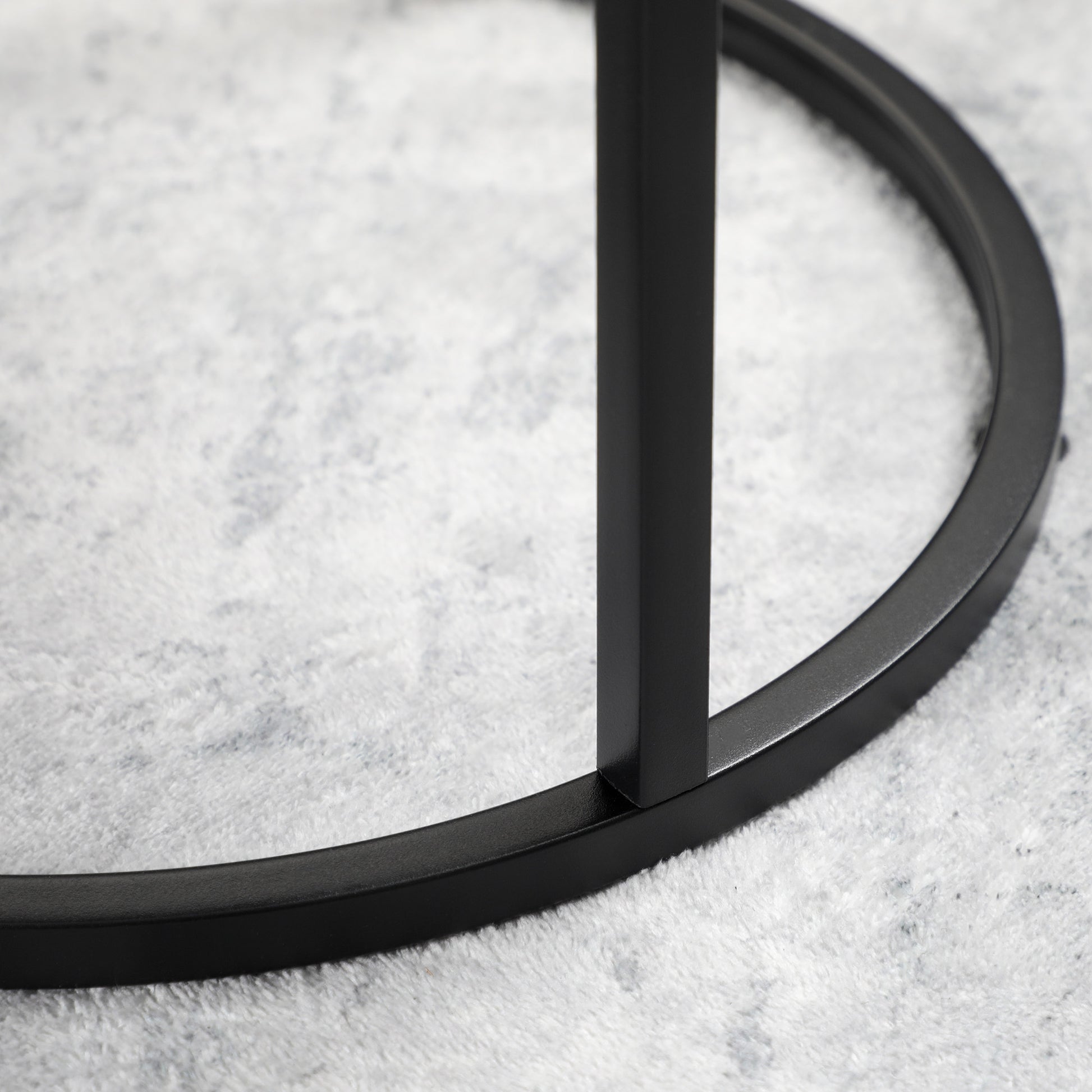 Modern Round Nesting Coffee Table Set, Faux Marble Top, Metal Frame, 2-Piece