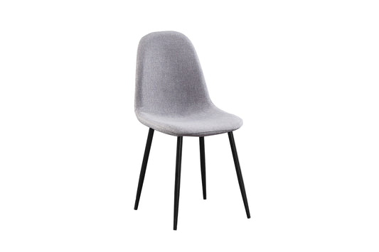Grey Fabric Dining Chair with Black Legs – Set of 4