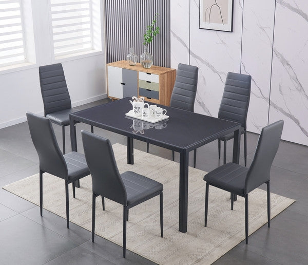 Grey Glass 7-Piece Dinette Set