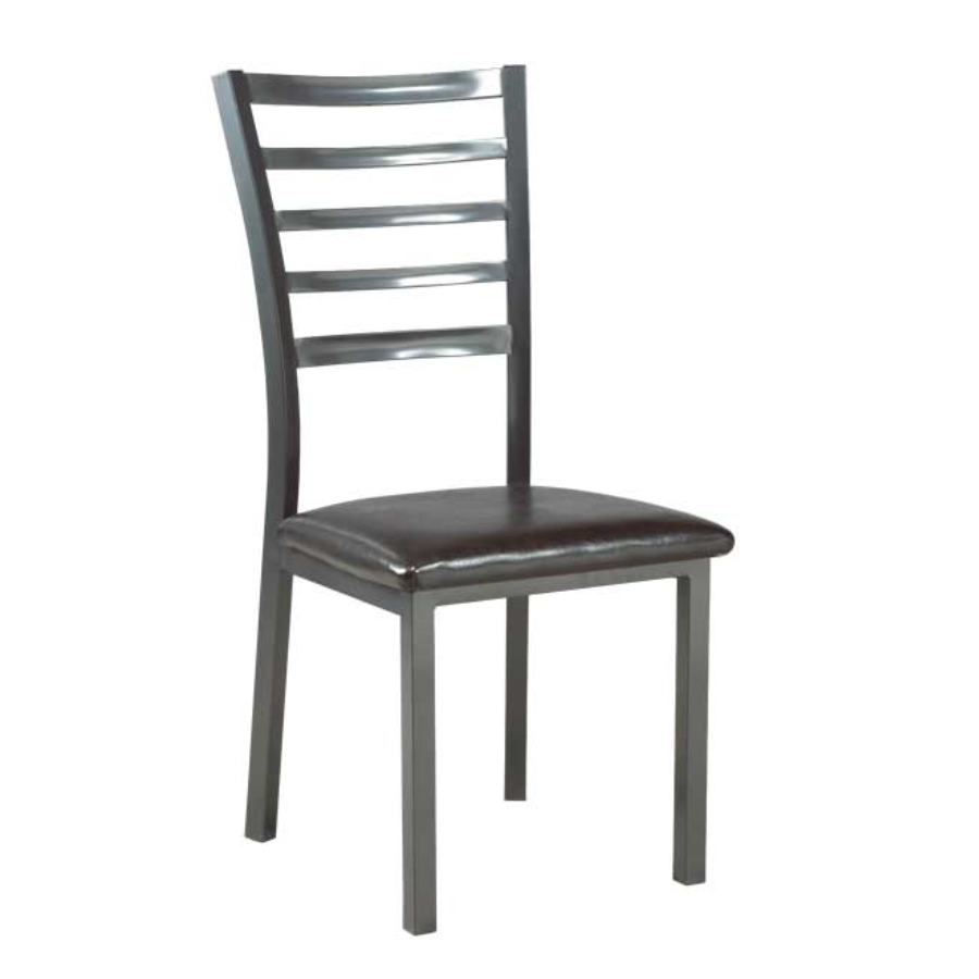 Grey Metal Dining Chair with PU Seat – Set of 4