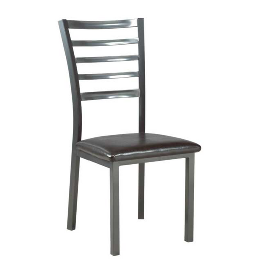 Grey Metal Dining Chair with PU Seat – Set of 4