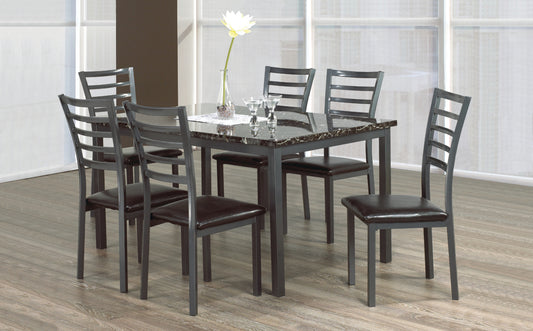Grey Metal Marble-Top Dining Set