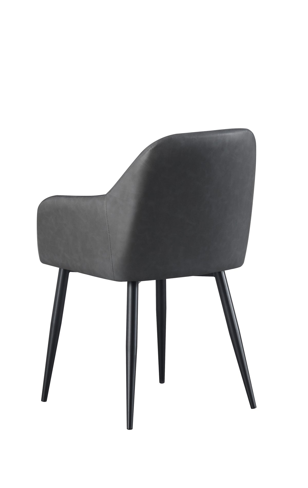 Grey PU Channel-Stitch Dining Armchair – Set of 2