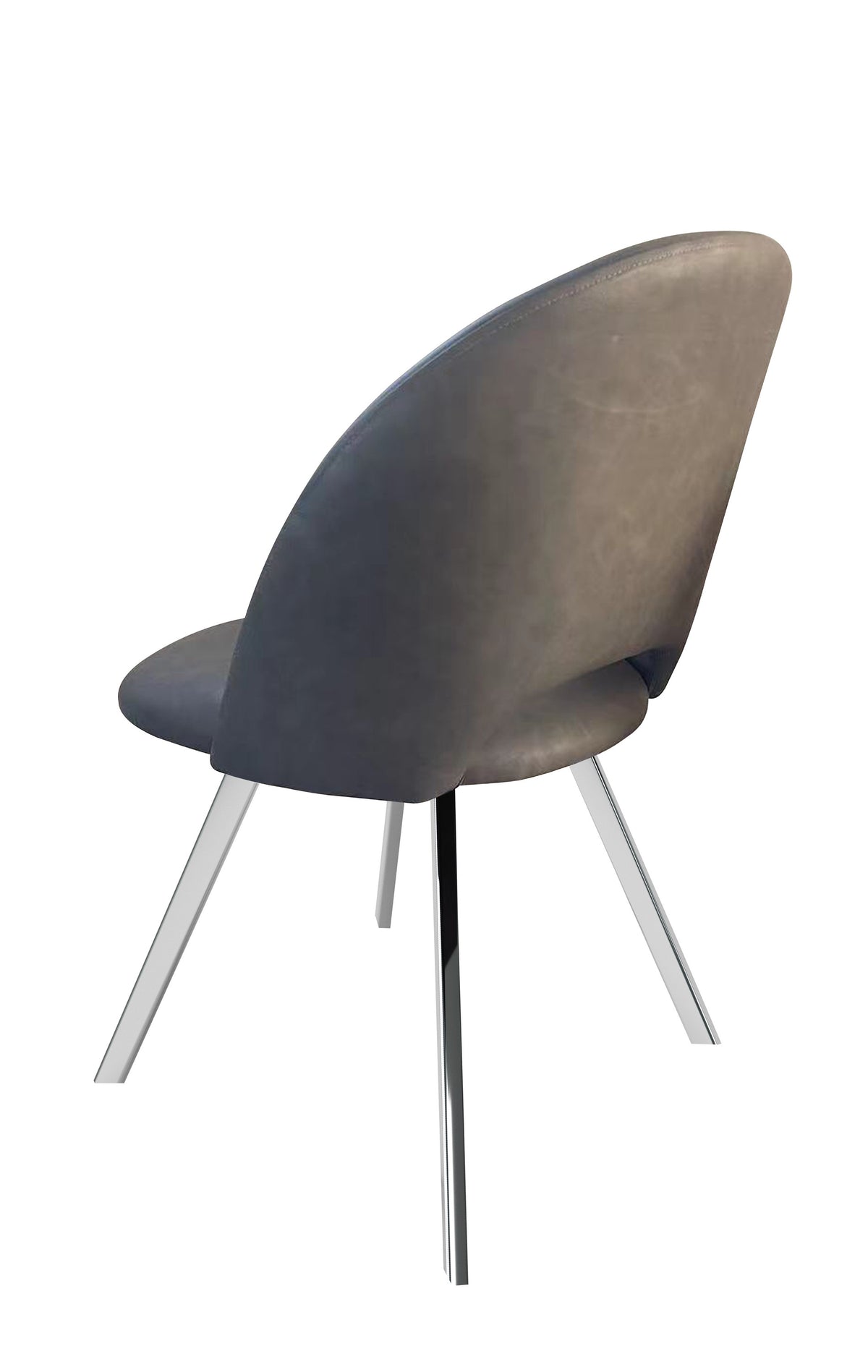 Grey PU Dining Chair with Stainless Steel Legs – Set of 2