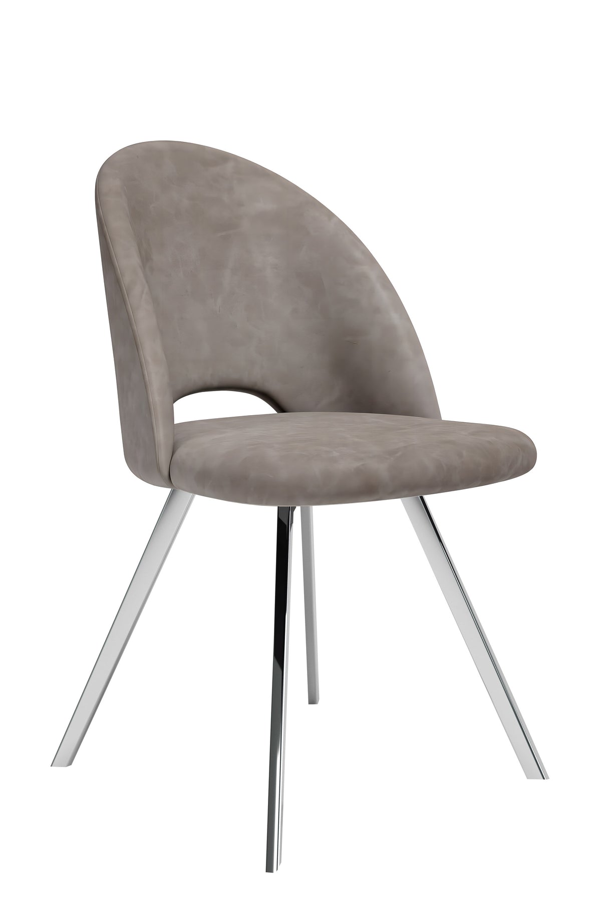 Grey PU Dining Chair with Stainless Steel Legs – Set of 2
