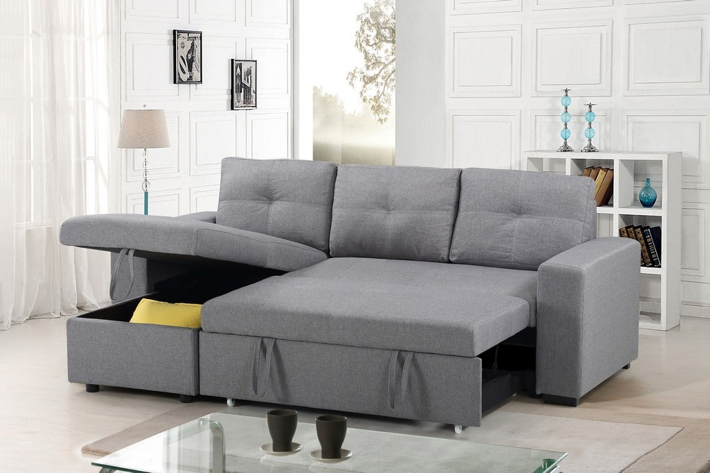 Grey Sofa Bed Sectional with Reversible Storage Chaise