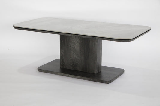 Grey Stone-Look Pedestal Coffee Table