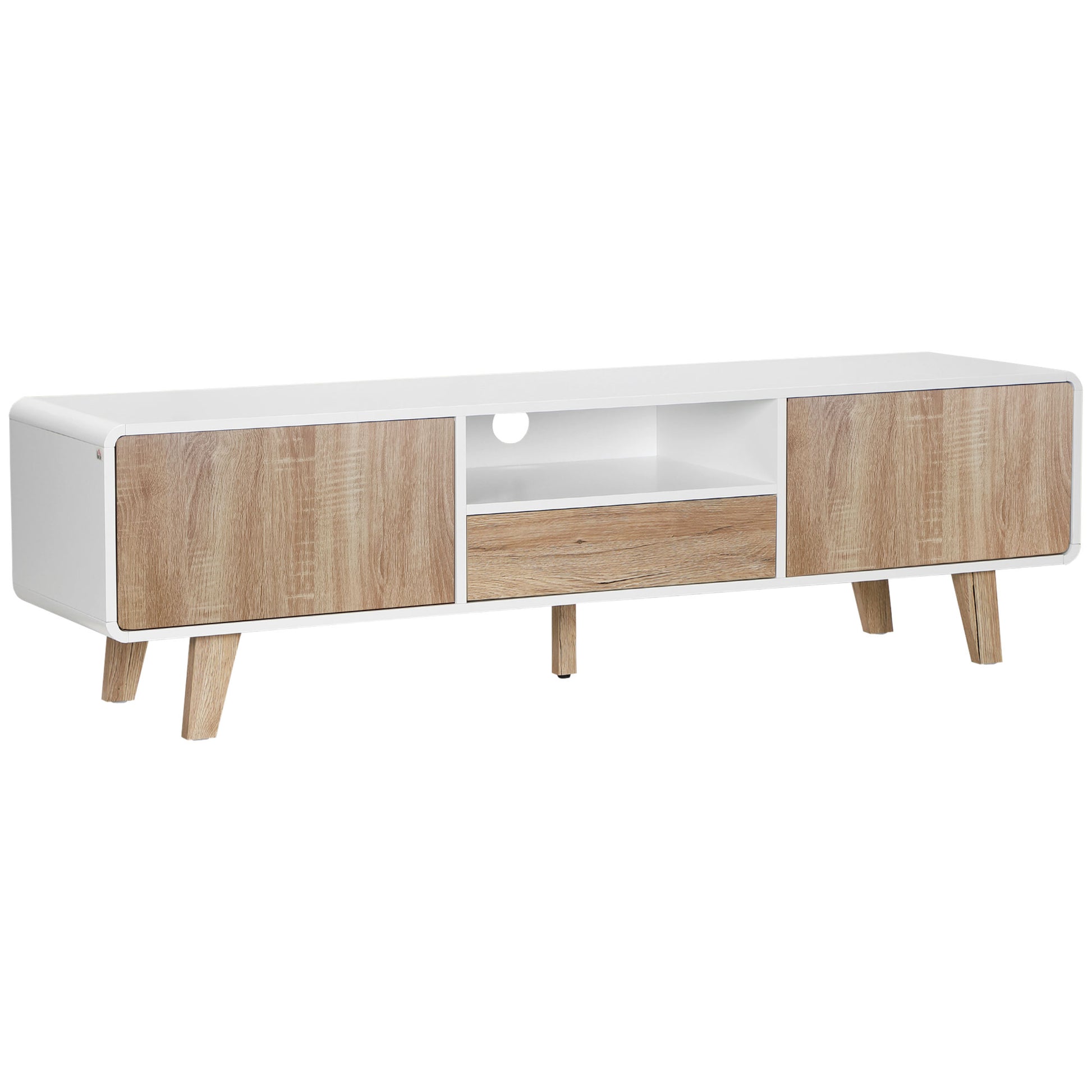 HOMCOM Modern TV Stand Cabinet for 72-inch Flat Screens, Push-Open Drawer Storage