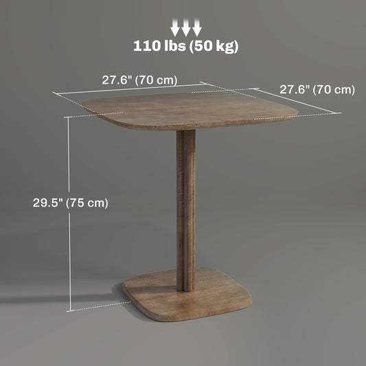28" Square Rubberwood Kitchen Table for 4 with Pedestal Base