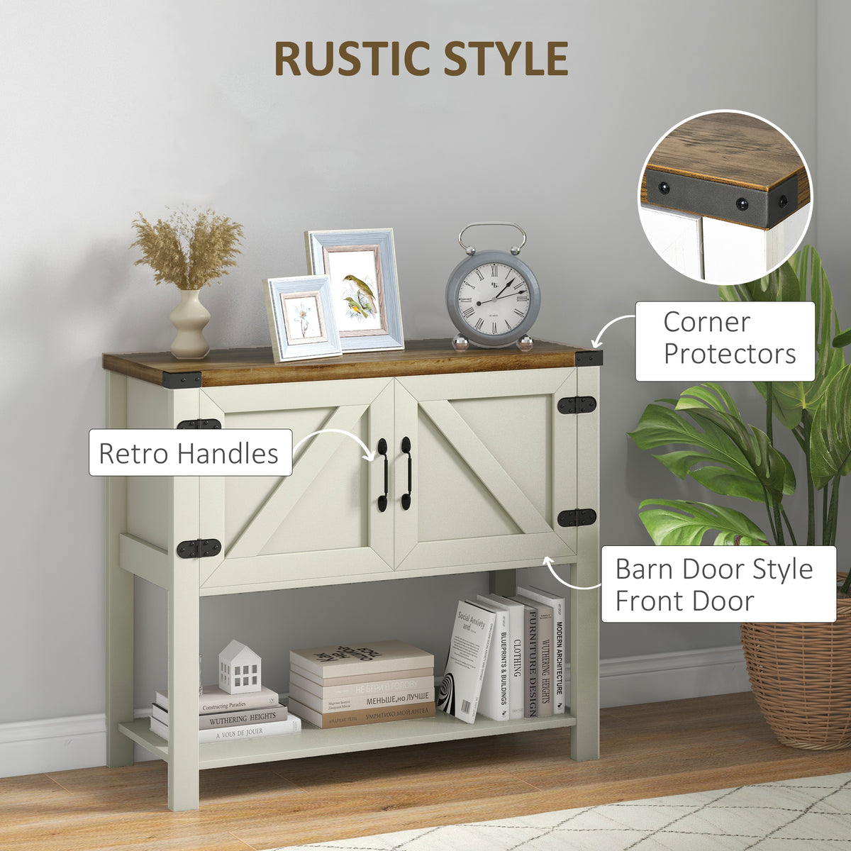 35" Farmhouse Sideboard Console with Barn Doors