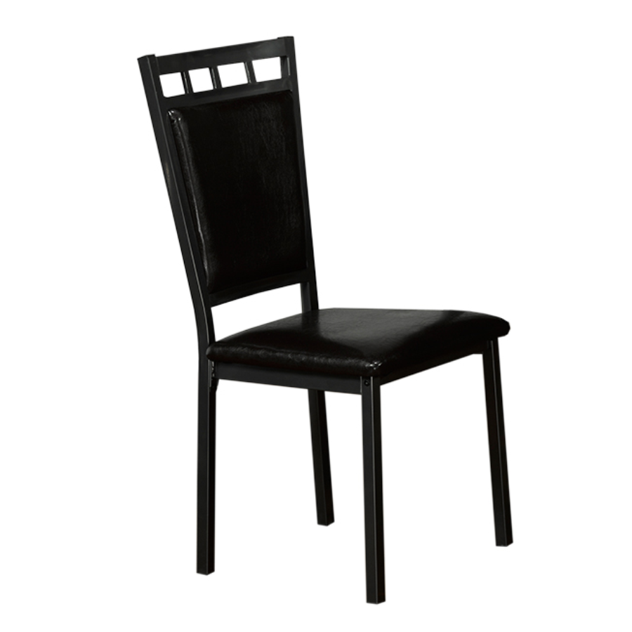 Gunmetal Dining Chair with Black PU Seat – Set of 6