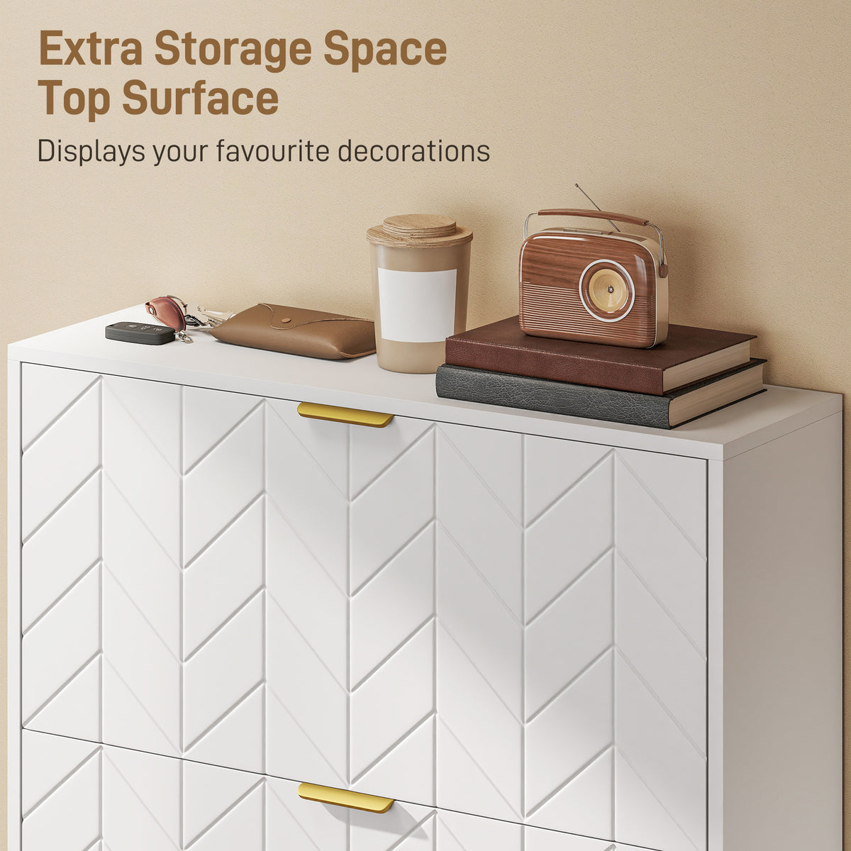 Shoe Cabinet with 3 Flip Drawers – 31"W x 50"H