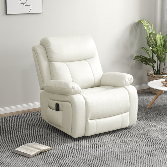 HOMCOM Luxurious PU Leather Swivel Rocker Recliner with Vibration Massage & Remote