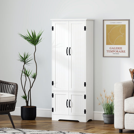 4-Door Pantry Storage Cabinet with Adjustable Shelves – 24"W x 60"H