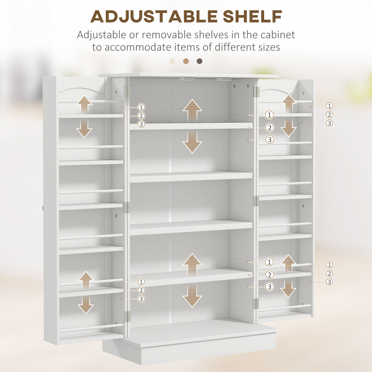 2-Door Kitchen Pantry Cabinet with 5-tier Shelving – 24"W x 41"H