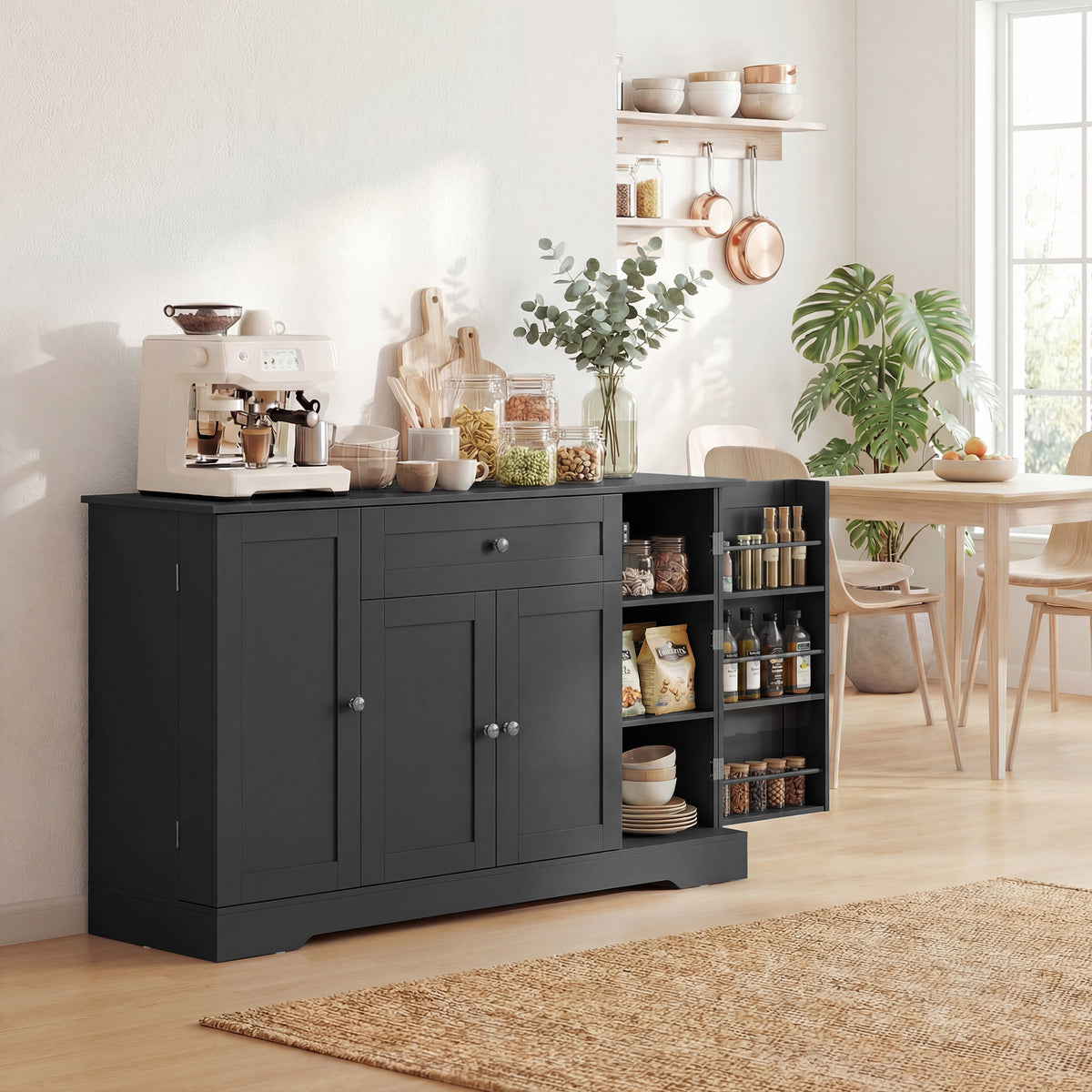 Modern Kitchen Storage Cabinet with Drawer – 55"W x 31"H