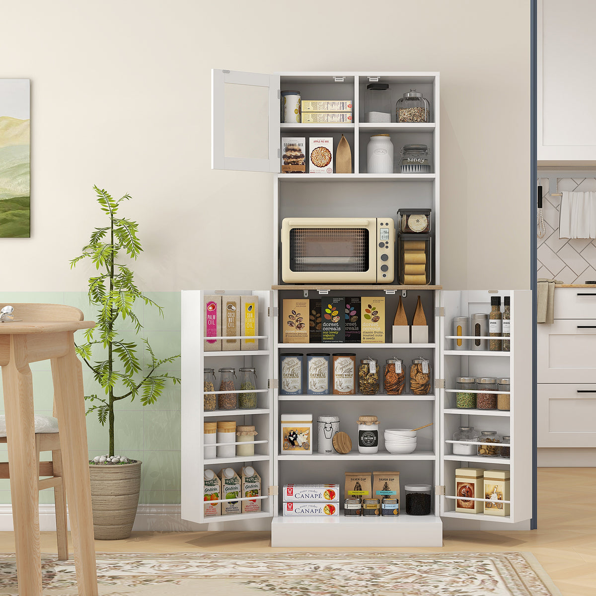 Tall Kitchen Pantry Cabinet with Adjustable Shelves – 24"W x 67"H