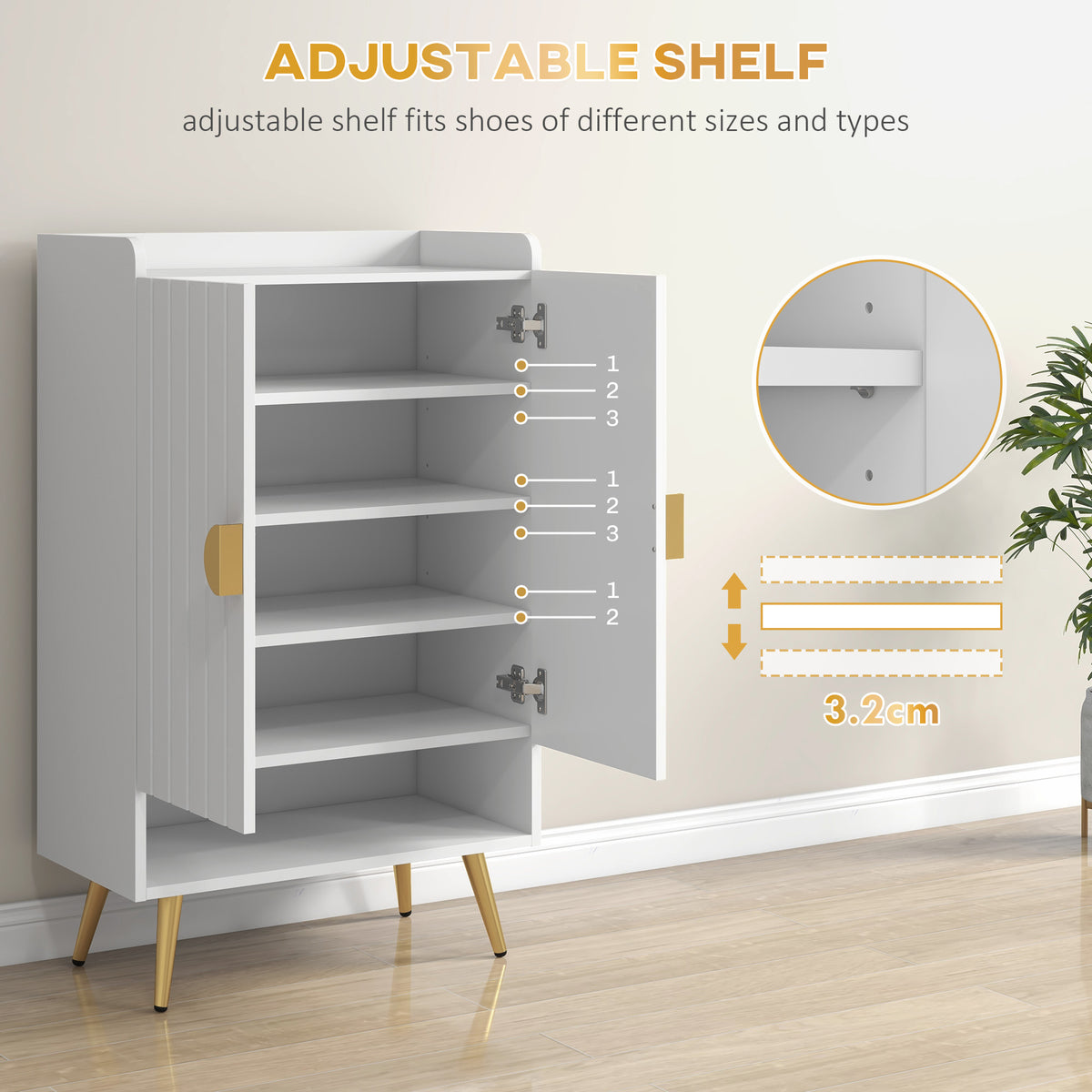 Entryway Shoe Cabinet with Open Shelves – 24"W x 39"H