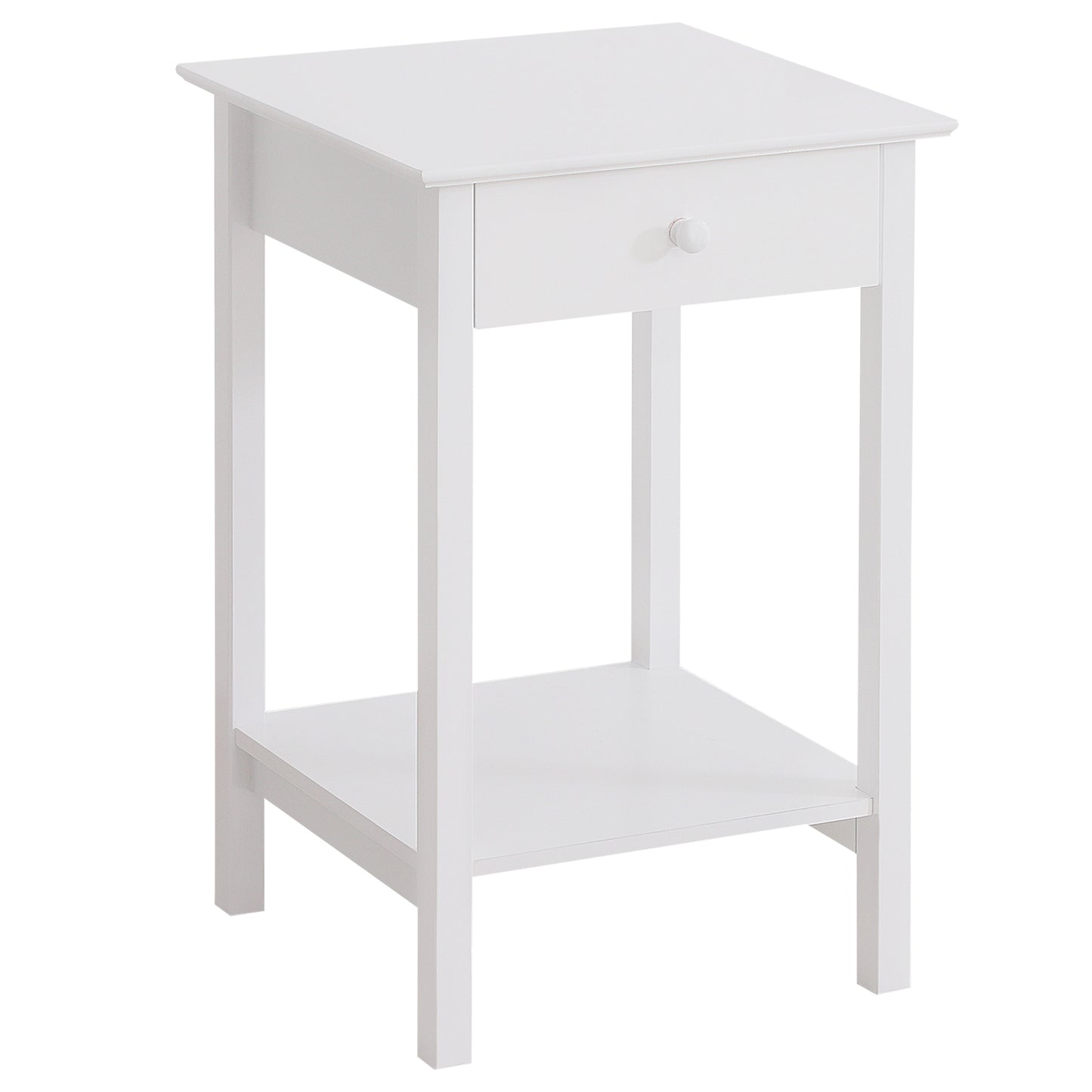 Modern White Bedside Table with Drawer and Storage Shelf - HOMCOM Nightstand