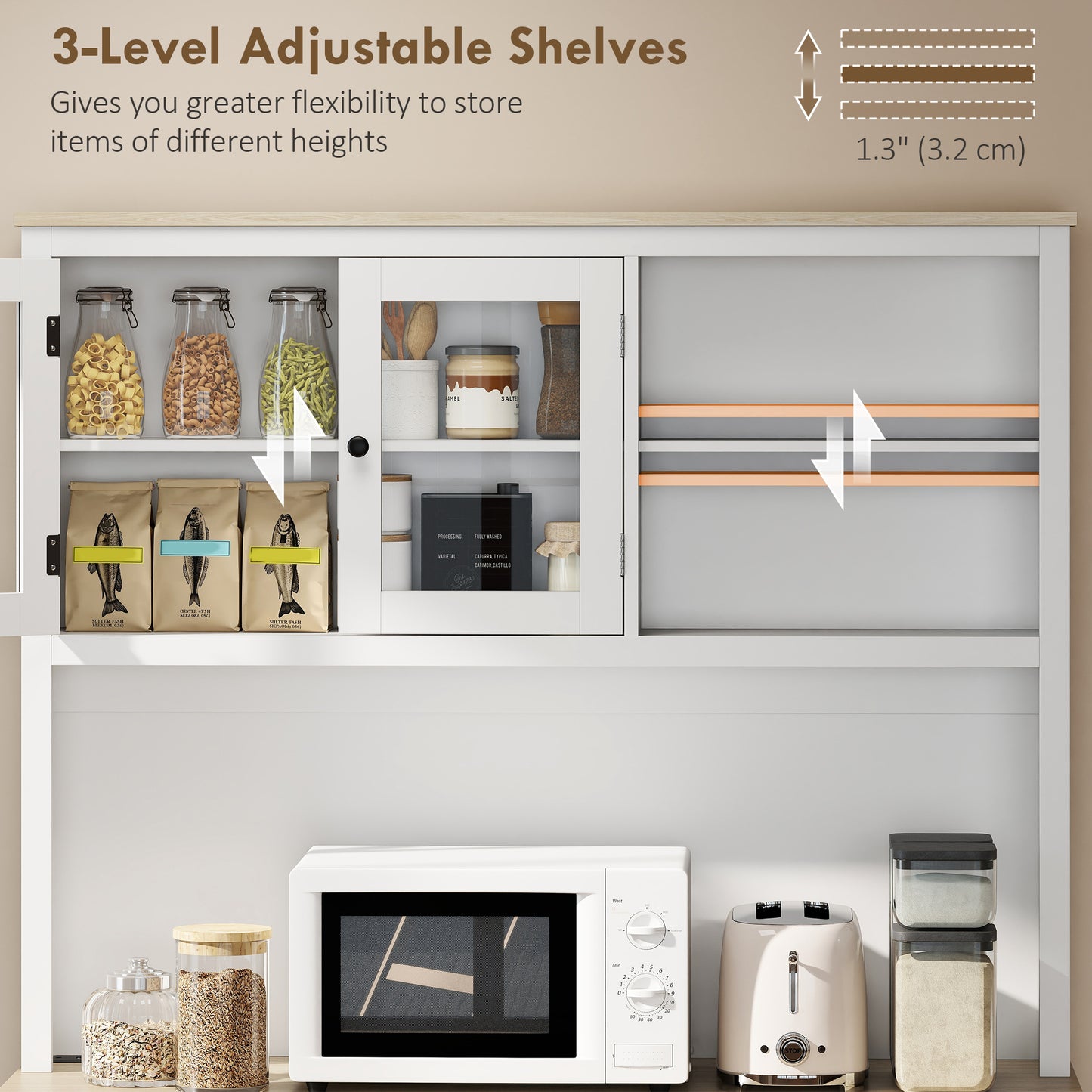 HOMCOM 69" Pantry Cabinet with Charging Station White