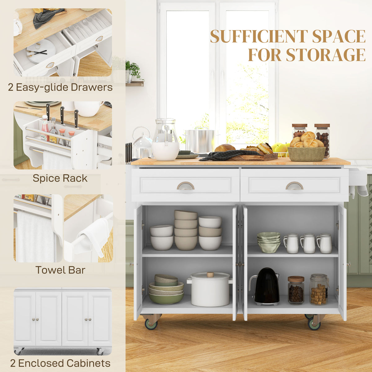 Kitchen Island with Storage – 58"W x 37"H