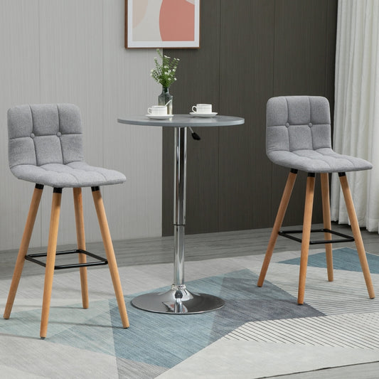 HOMCOM Modern Grey Upholstered Bar Stools Set of 2
