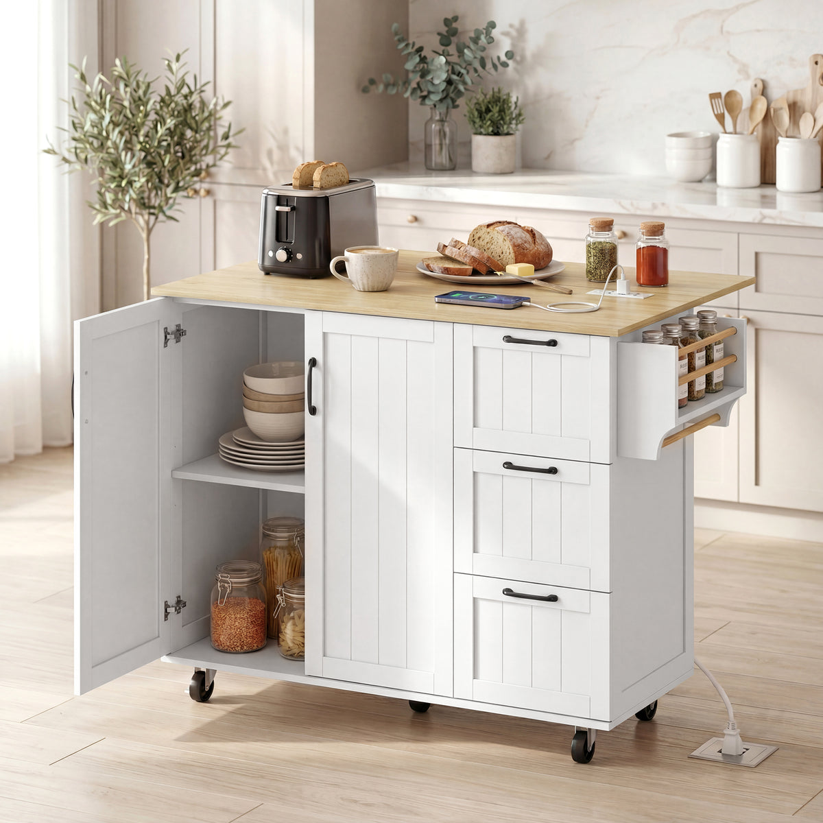 Kitchen Island with Drop Leaf – 53"W x 36"H