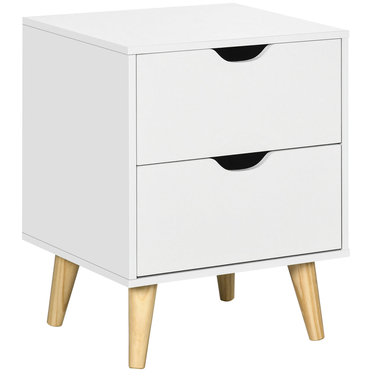 2-Drawer Nightstand with Pine Wood Legs – 16"W x 20"H