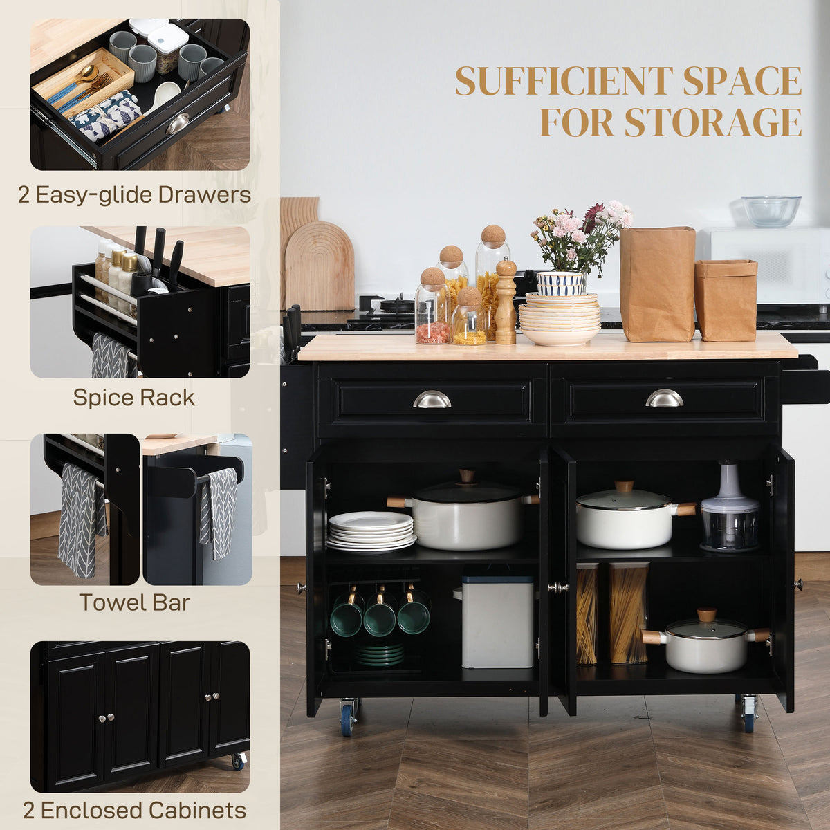 Kitchen Island with Storage – 58"W x 37"H