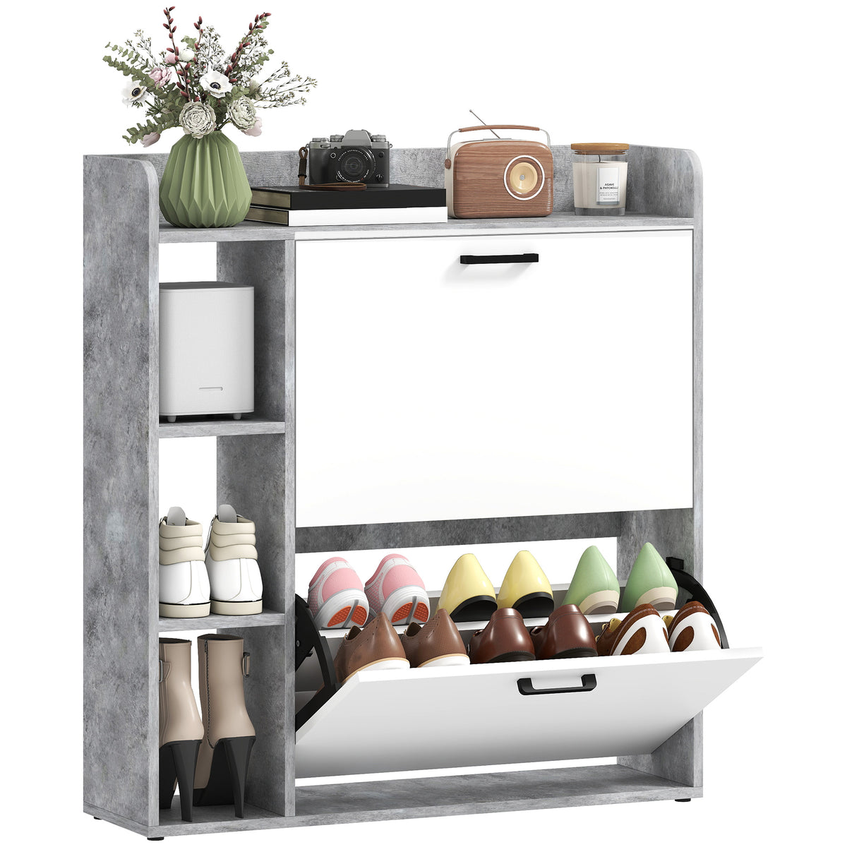 Shoe Cabinet with 2 Flip Drawers – 33"W x 36"H