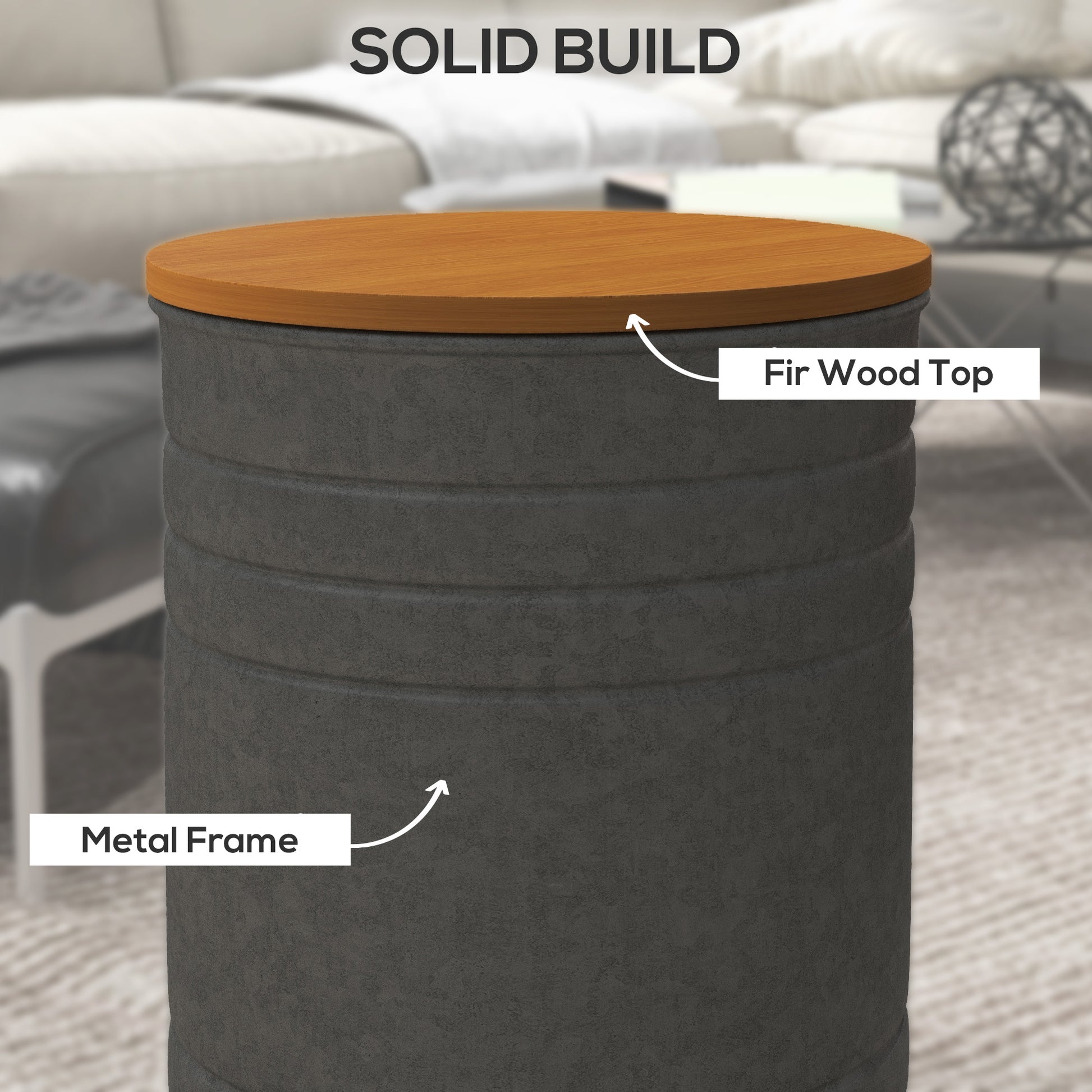 HOMCOM Round Nesting Side Tables, 2-Piece, Wood Lid, Hidden Storage