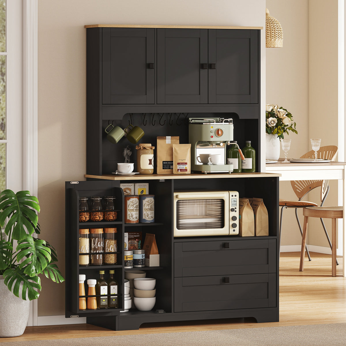Tall Kitchen Hutch with 3 Cabinets – 39"W x 64"H