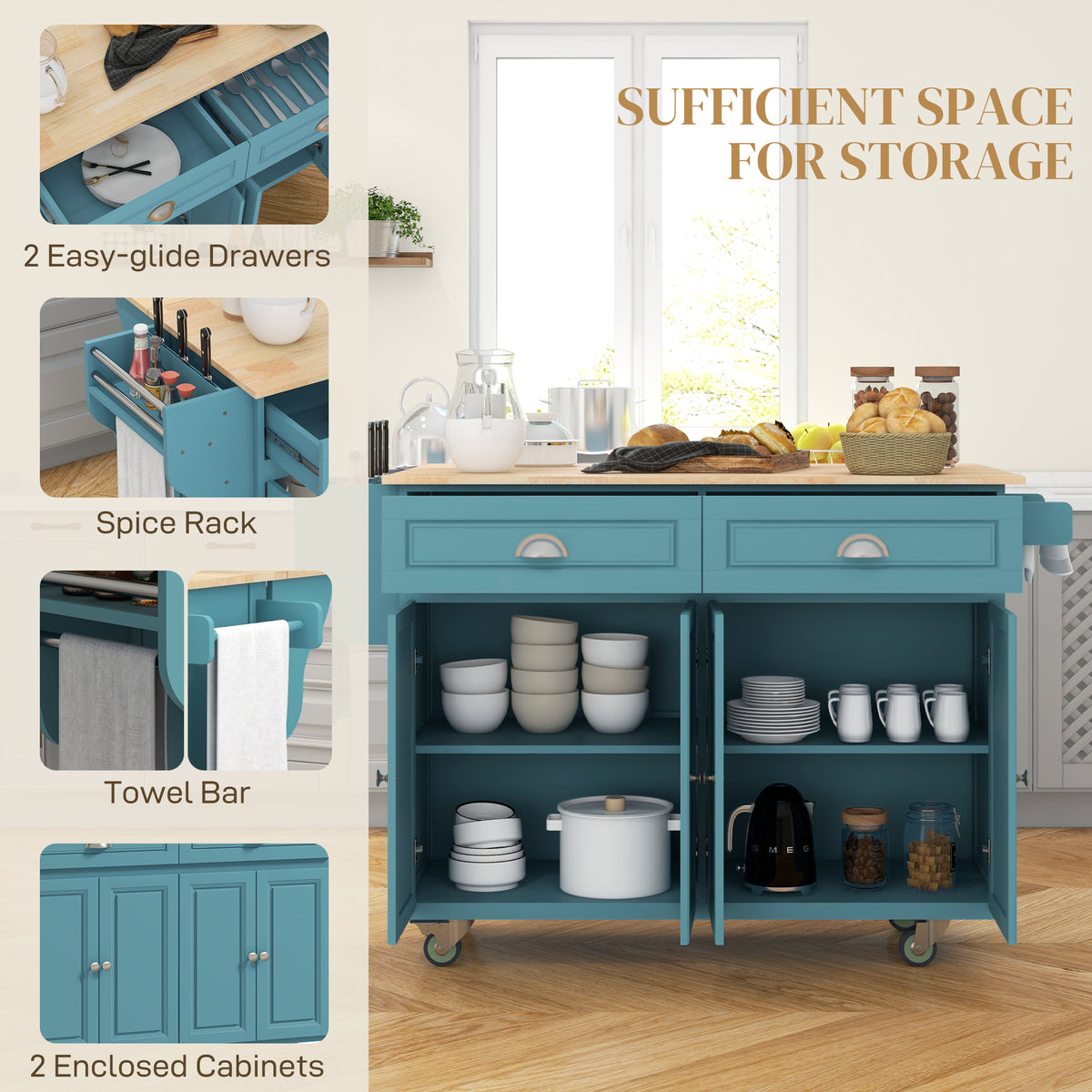 Kitchen Island with Storage – 58"W x 37"H