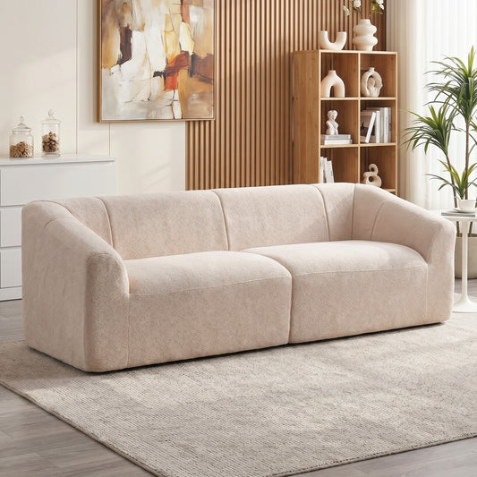 Chenille Boneless Cloud 3-Seater Sofa – Beige