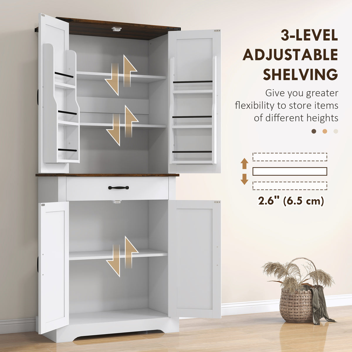 Farmhouse Pantry Cabinet with Barn Doors – 30"W x 71"H