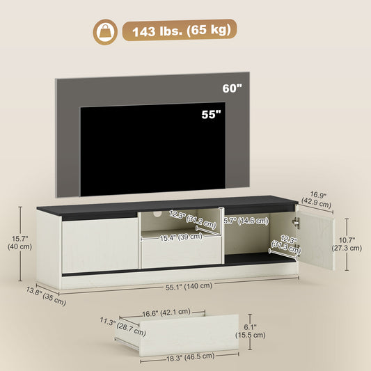 TV Stand for 55-60 Inch TV – Entertainment Center w/ Cabinets – 55" Wide