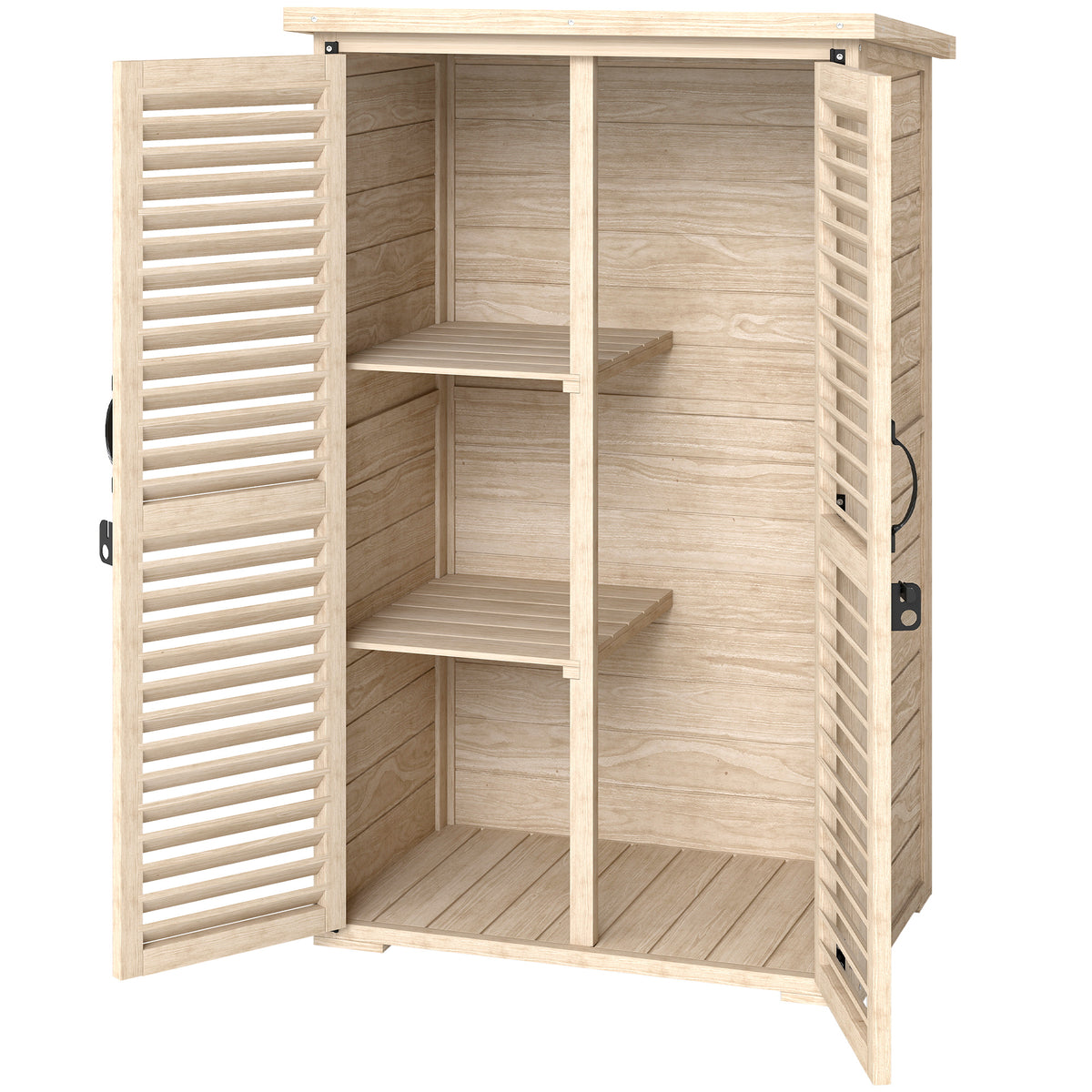 30" x 20" x 47" Wooden Garden Shed, Outdoor Storage Shed with Waterproof Asphalt Roof, Shelves