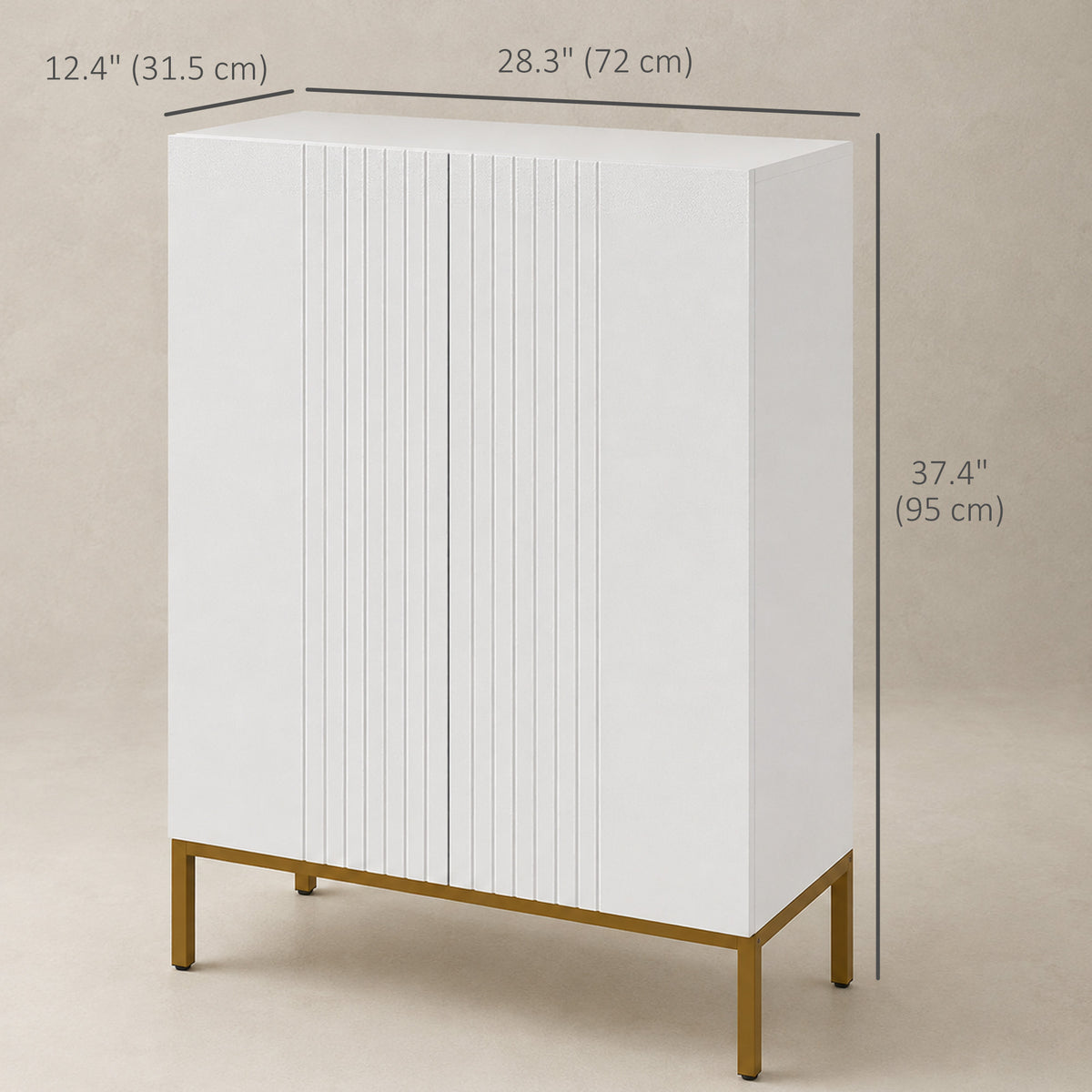 Shoe Cabinet with Soft-Close Doors and Adjustable Shelves – 28"W x 37"H