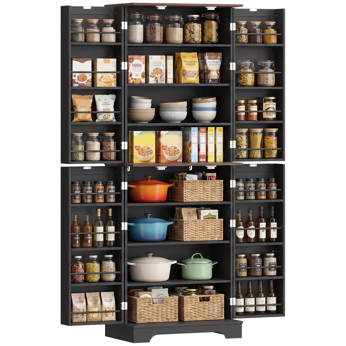 Kitchen Pantry Cabinet with Door Shelves and 8 Shelves – 24"W x 65"H