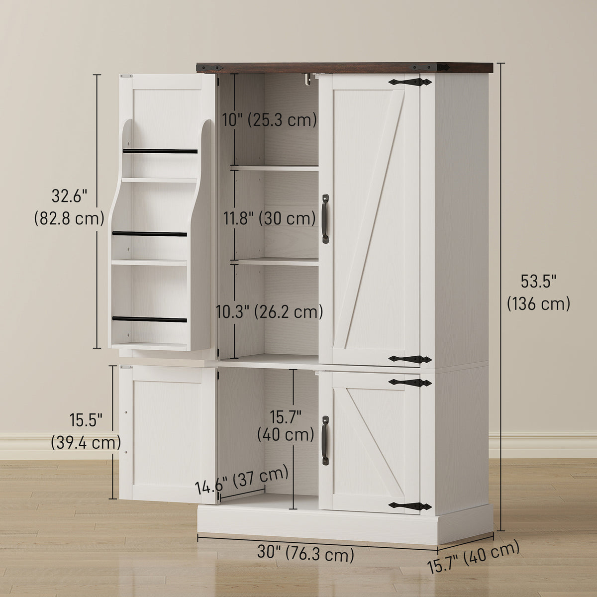 Kitchen Storage Cabinet with Adjustable Shelves – 30"W x 54"H