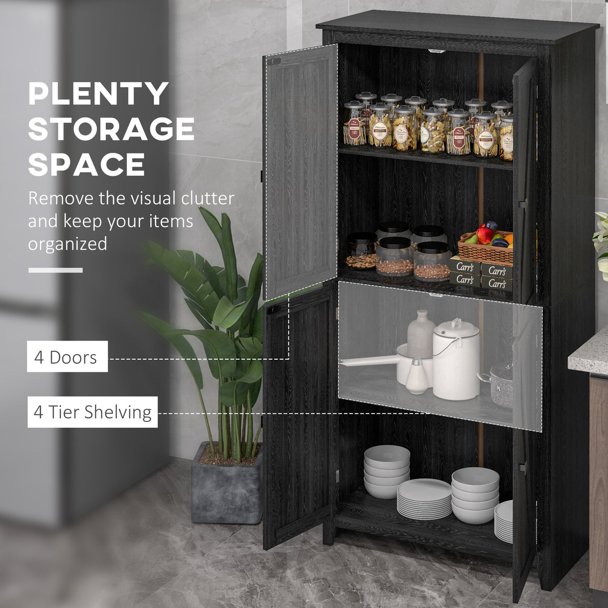 Kitchen Pantry Cabinet with Doors and Shelves – 32"W x 72"H