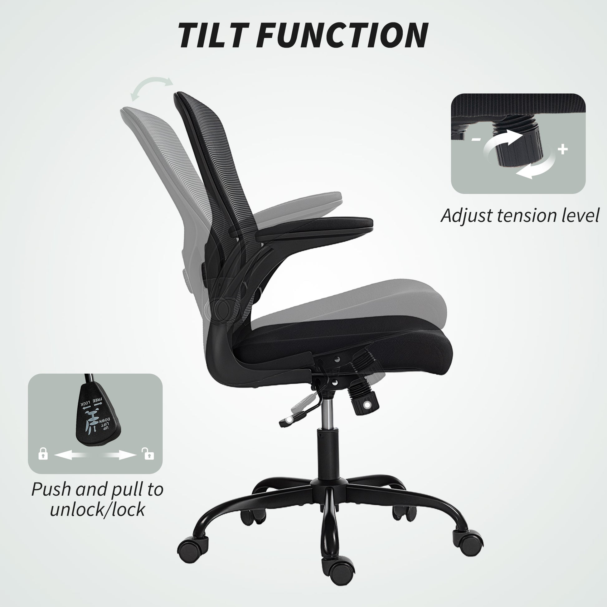 HOMCOM Ergonomic Mesh Office Chair with 4D Lumbar Support, Flip-Up Armrests, Tilt, Swivel