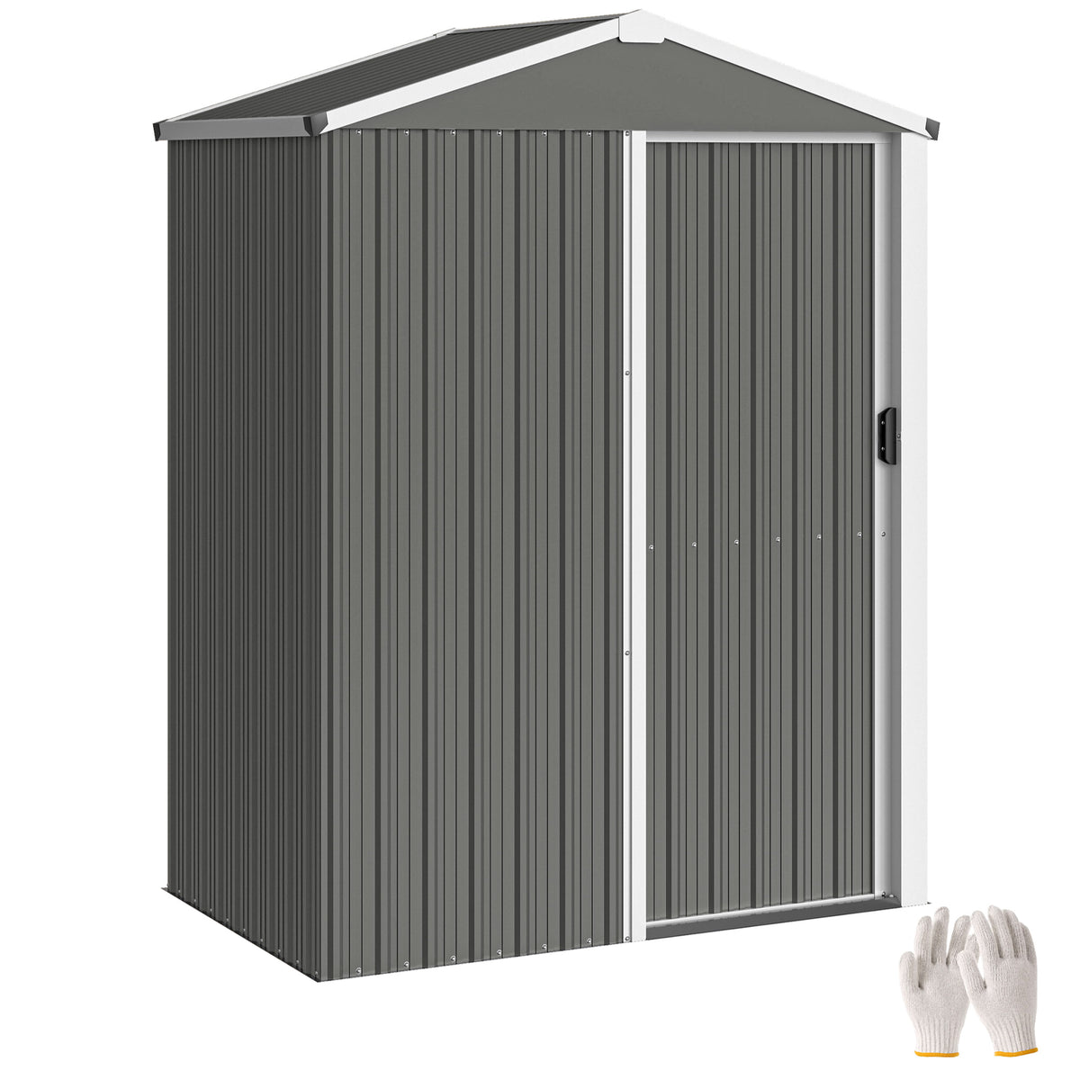 4.5 x 3ft Outdoor Storage Shed, Waterproof Metal Garden Shed with Lockable Door for Backyard, Patio, Lawn – Light Grey