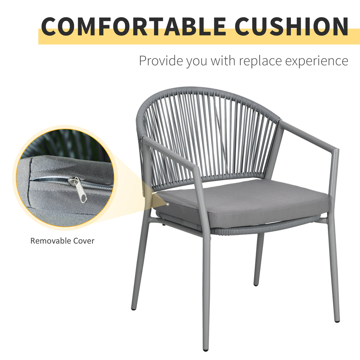 3-Piece Rattan Bistro Set, Garden Seating Group with 2 Armchairs and Coffee Table, Balcony Furniture Set